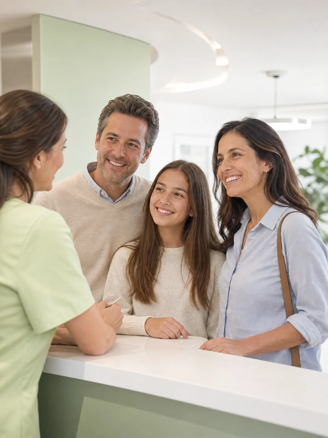 Familia recibiendo atención en una clínica dental